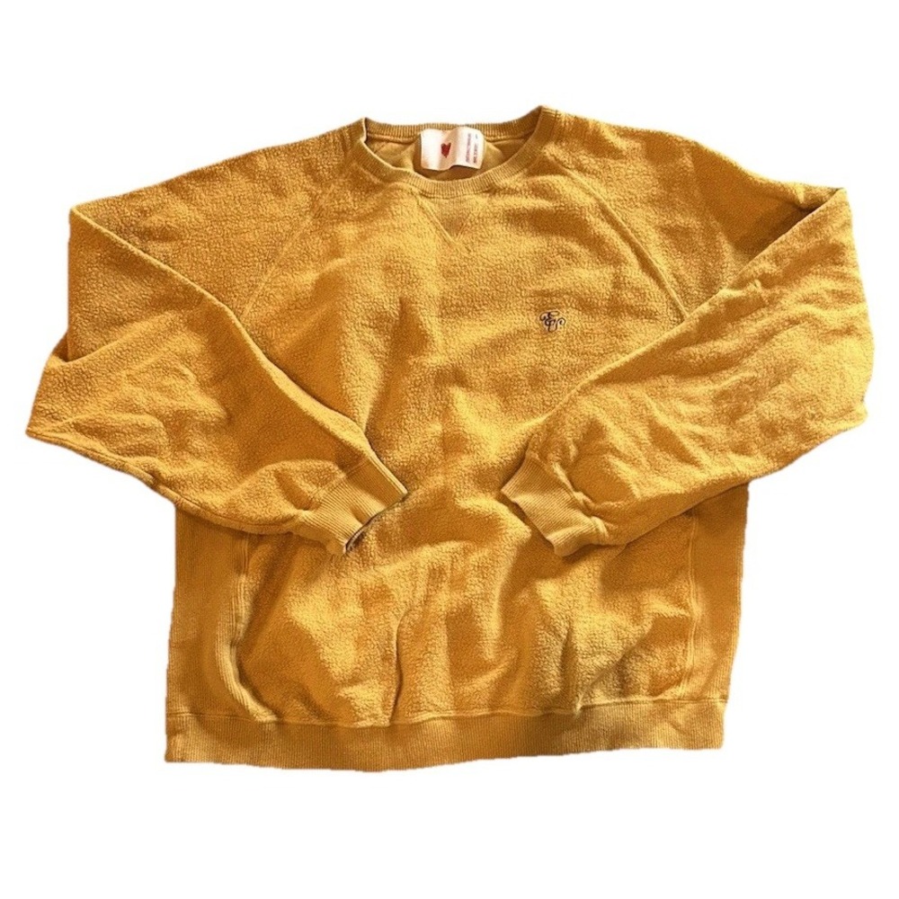 Emotionally Unavailable Crew Sweatshirt Medium Cream French Terry Mustard - Picture 3 of 12
